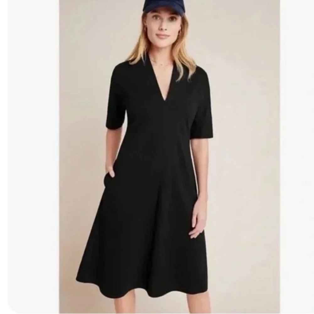 Anthropologie Velvet by Graham & Spencer Black Allura Dress Womens Size XS‎